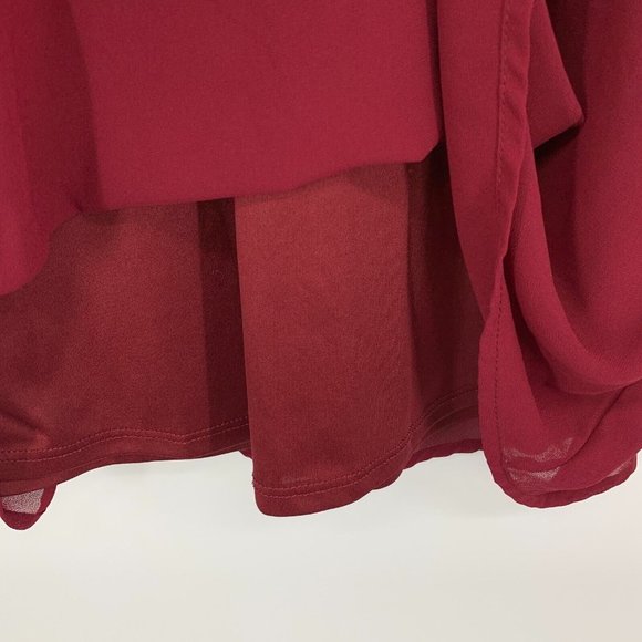 Lulus Dress Burgundy Red Mini V Neck Slit Sleeve Shifting Dears - Picture 7 of 11